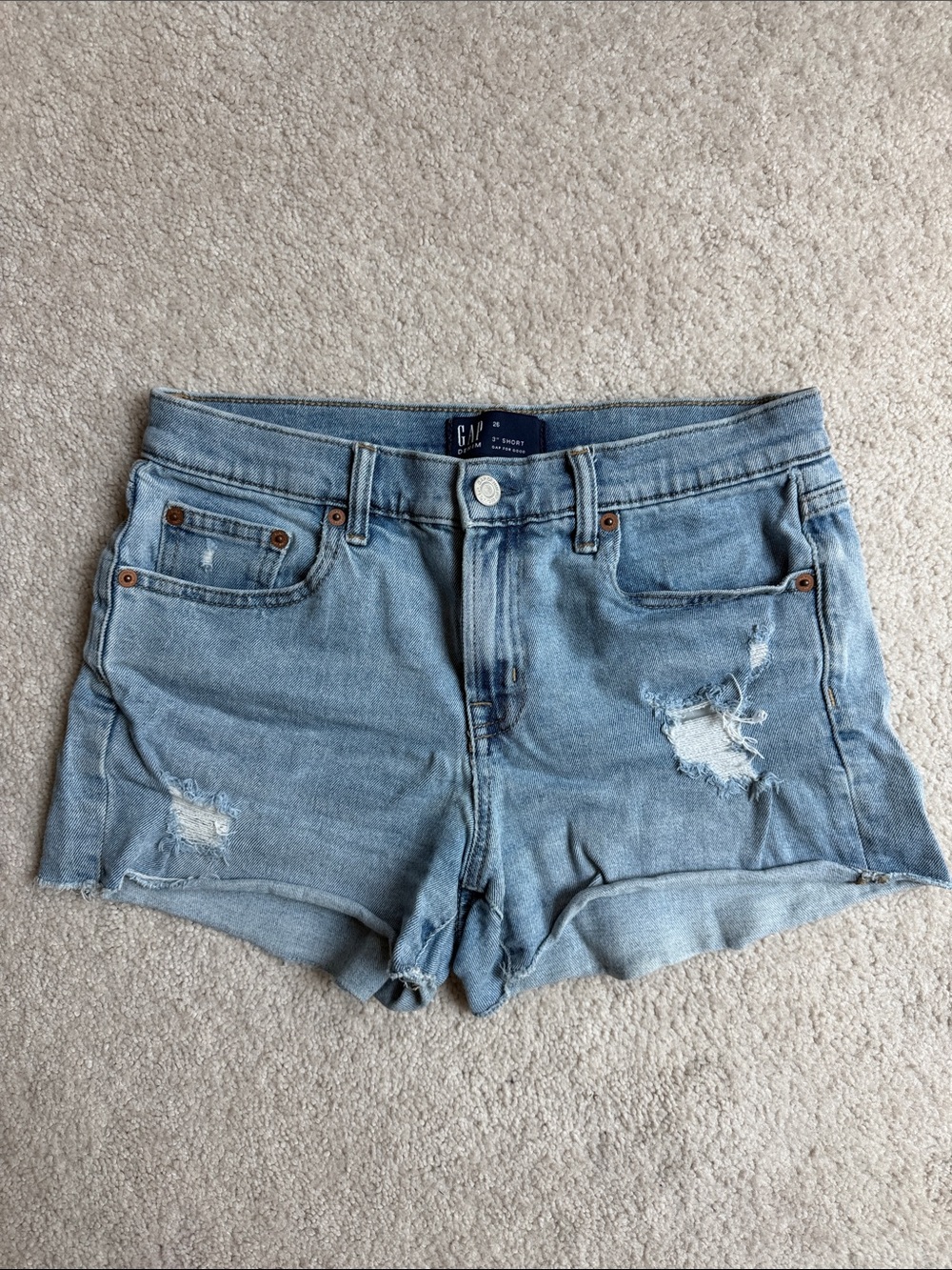 GAP Light Wash Distressed Denim Shorts